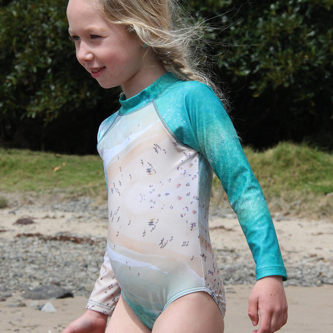 Limited Edition Sydney Beach Long Sleeve Girls Briefs Swimsuit