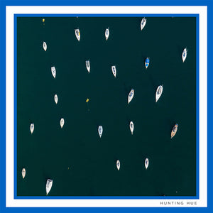Hunting Hue - ATIRA BLUE - Scarf - Photography - Silk - Aerial - Yacht