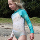 Hunting Hue - BEACH - LONG SLEEVE BRIEFS SWIMSUIT - Swimwear - Girls - Aerial - Photography - UPF 50+ - Sustainable - Bondi Beach