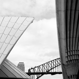 Hunting Hue - ICONICS - Print - Photography - Black & White - Sydney Opera House and Harbour Bridge